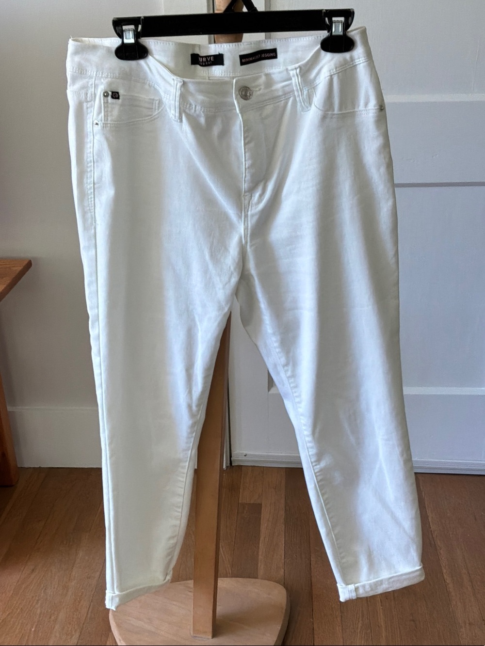 White Straight Leg Women's Pants (Jeggings) by Curve Appeal